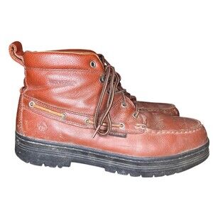 Wolverine W08404 Steel Toe Work Boots 11M Brown Leather Chukka Moc Toe Oil Res